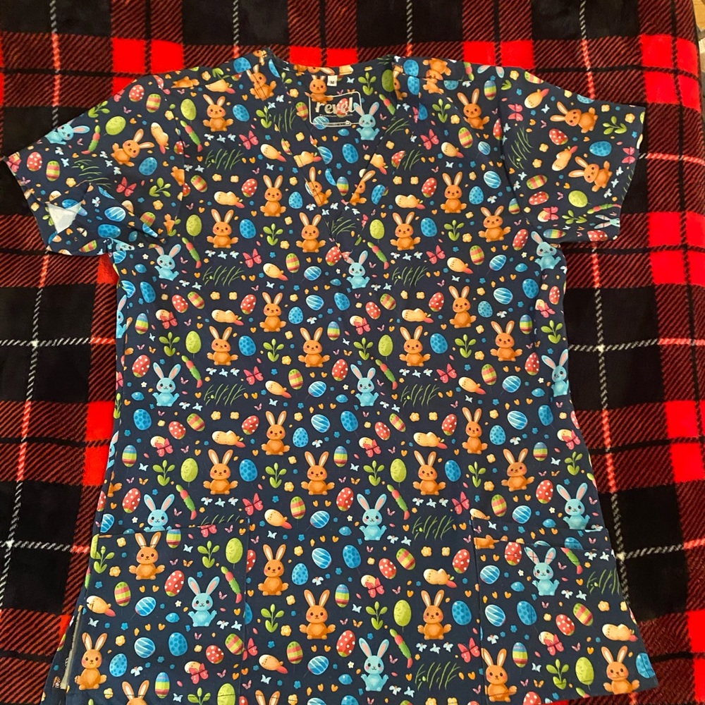 Revel  Women’s Scrub  Top  Short Sleeve  Easter theme  Medium